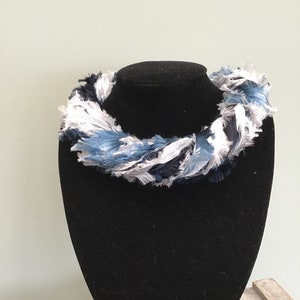 Stylish Twisted Thistles Twister Ribbon Scarf Necklace with Nickel free magnetic fastening..