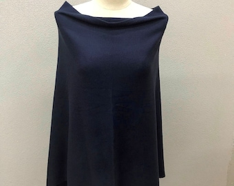 Navy soft knit luxurious lightweight poncho