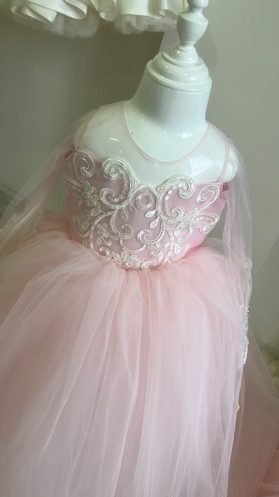 Girls Pink Princess Lace Dress Special Occasions 1st Birthday Christening Dress Flower Girl Dresses Etsy UK