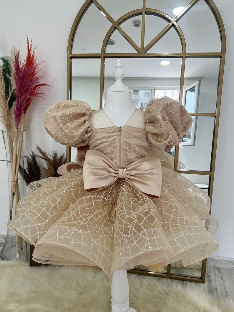 Gold Sequin Princess Tulle Dress for Girls
