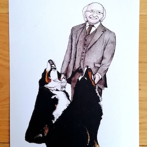 Michael D Higgins & Dogs (A5)