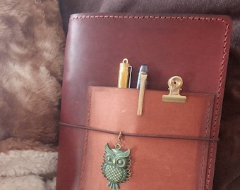 Old Brown 3mm Traveler&#39;s Notebook Style with front pocket - A5, Cahier, Standard, B6, A6, Personal, Pocket, Passport
