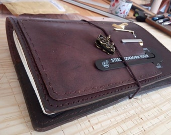 Dark Brown Travel Notebook 3mm (8 oz) with front pocket - A4, Composition, A5, Cahier, Standard, B6, A6, Pocket, Passport