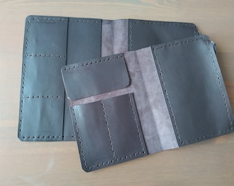 Insertion en cuir expresso pour carnet de voyage : porte-stylo et poche à fermeture éclair