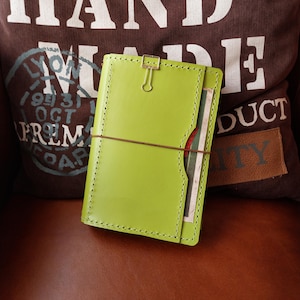 Green Apple Leather Journal Cover: Refillable TN Style