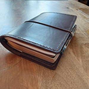 Handmade Dark Brown Leather Travel Notebook Cover - Workhorse