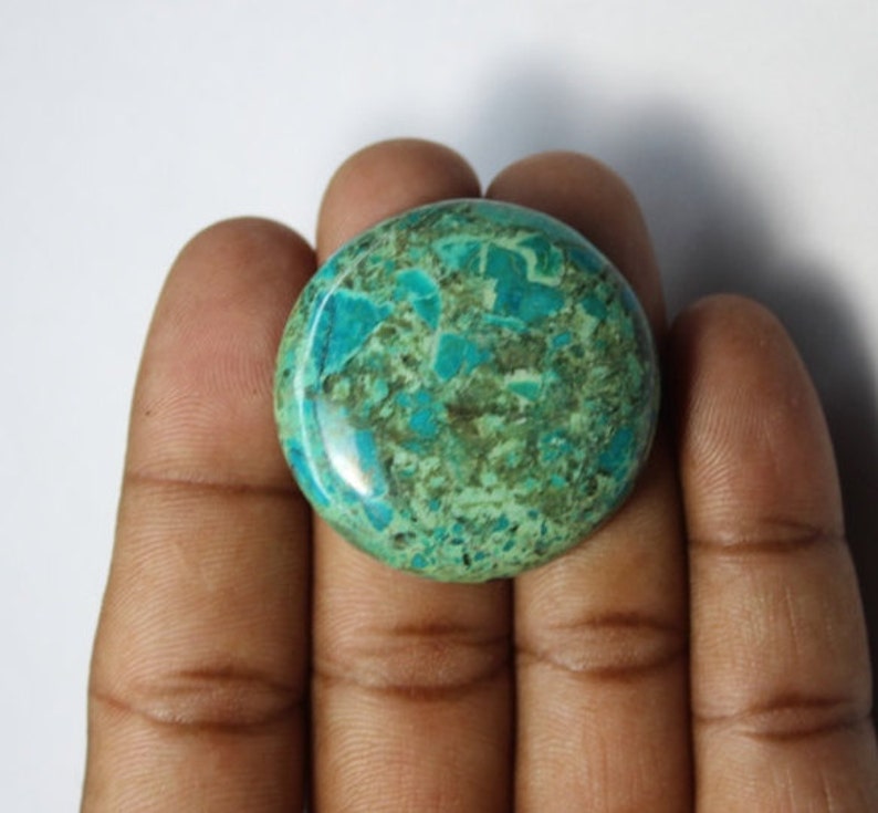 mm 68 cts Code#1066 34x34 Chrysocolla cabochon