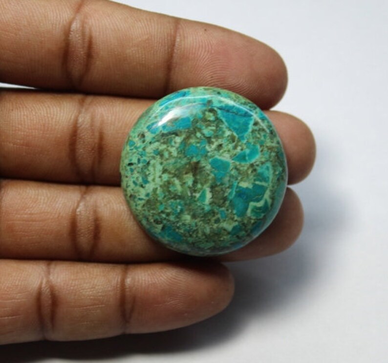 mm 68 cts Code#1066 34x34 Chrysocolla cabochon