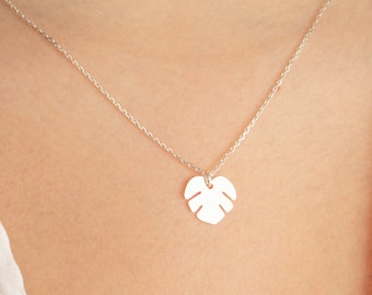 Monstera Leaf Sterling Silver Necklace: Dainty Tropical Pendant | Minimalist Botanical Jewelry | Gift for Her | Nature-Inspired Charm