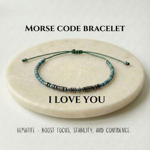 Pulsera personalizada con código Morse para hombre, nombre personalizado, pulsera de hematita, regalo de aniversario para esposo, novio, padre, hermano, regalo del día del padre