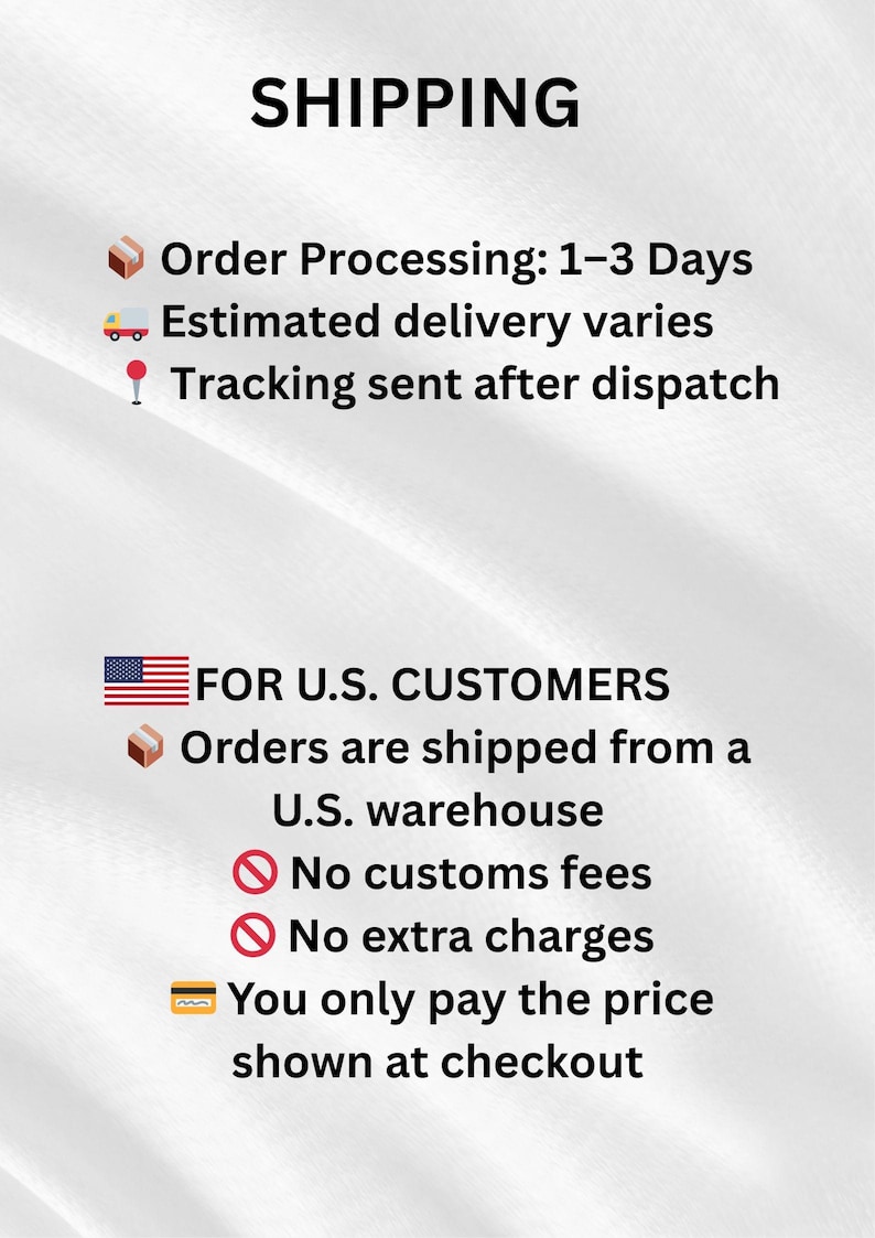 Shipping information for Wishanddesign store Etsy