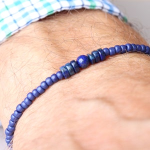 Lapis Lazuli Men&#39;s Bracelet  Mens Beaded Bracelet  Gift for Men Boyfriend Husband  Lapis Lazuli Bracelet  Mens Lapis Lazuli Healing stone