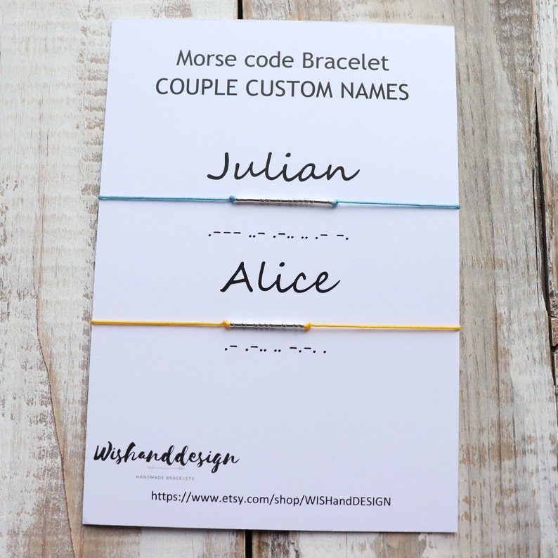 Couple NAME Morse Code bracelet, Couple jewelry, Long Distance relationship bracelet, Boyfriend Girlfriend Husband Wife gift custom bracelet image 2