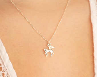 Horse Charm Necklace For Women, Horse necklace Gift For Her Sterling Silver Necklace Horse charm Pendant Sterling Silver Unicorn pendant