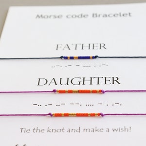FATHER DAUGHTER morse code bracelet, set of 3,  Family morse code bracelet,  Gift for Father, Father gift for Daughter, Fathers day gift
