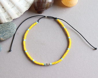 Dainty Beaded Anklet Bracelet: Sterling Silver, Beach Jewelry