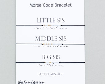 Big Little Middle Gift Sis Morse Code Bracelet, Sister Bracelet, Sister Gift, Friendship Bracelet, Best Friend Bracelet