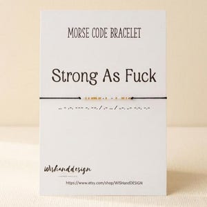 Bracelet code Morse Strong As Fuck, cadeau meilleur ami, bracelet d'amitié, cadeau d'autonomisation, bracelet message secret, cadeau féministe