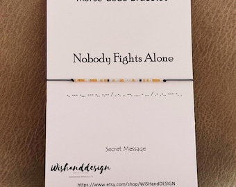 Nobody Fights Alone Bracelet, Supportive Gift for Women, Cancer Support Jewelry, Get Well Soon, Strength, Support Encouragement Fighter