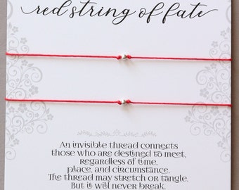 Pulsera Hilo Rojo del Destino: Cuentas de plata de ley, regalo para pareja
