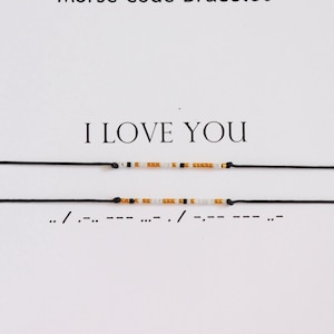 Morse Code Bracelet: 'I Love You' Hidden Message, Couple Jewelry, Anniversary Gift for Him or Her