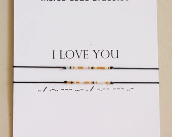 I Love You bracelet,  morse code bracelet,  couple bracelet set, Hidden Message, Couple Jewelry,  Anniversary Gift for Him, Secret message