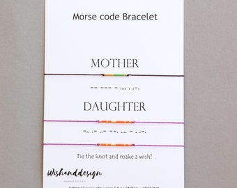 Bracelet en code morse MOTHER DAUGHTER, ensemble de 3, Cadeau mère fille, Cadeau de fête des mères, Cadeau pour maman, Cadeau d’anniversaire de mère, Cadeau pour fille