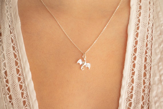 Dragon Necklace Sterling Silver Dragon Necklace Silver Dragon Pendant Tiny Dragon Necklace Flying Dragon Necklace Gift for Women Etsy