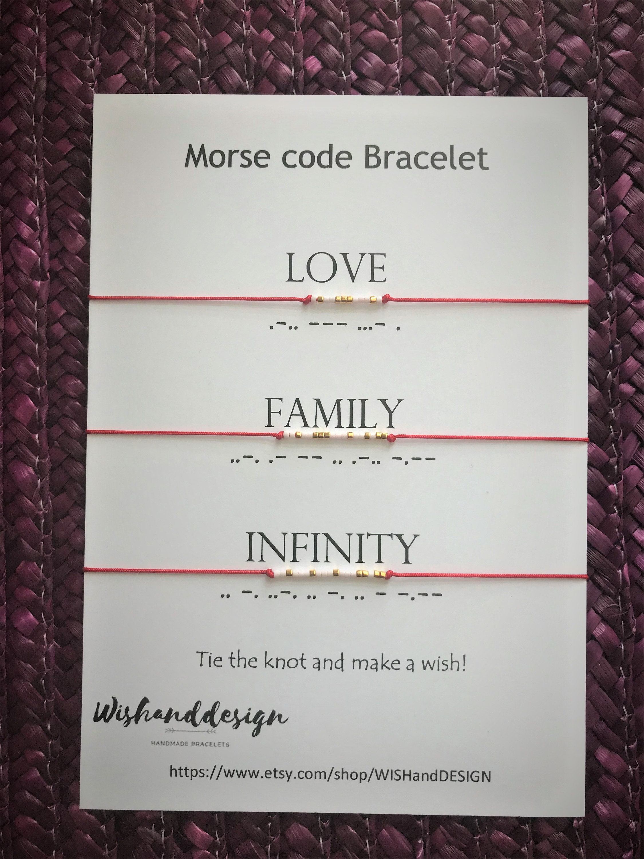 Love Family Infinity Morse Code Bracelet Set Of 3 Couples - Etsy