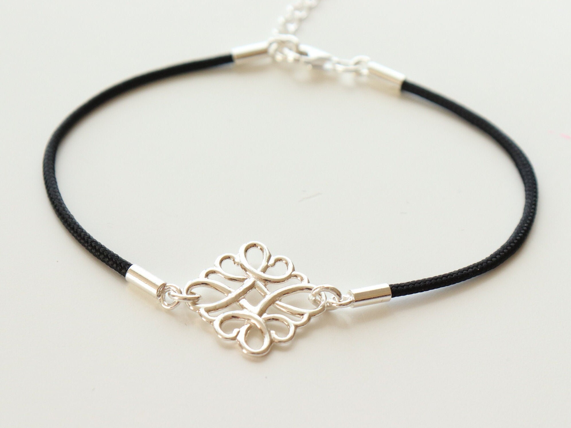 Sterling silver square charm bracelet Bracelet for women Etsy