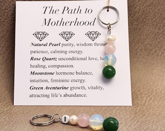 Fertility Crystal Keyring, Natural Gemstone Gift for Future Mom, Personalized IVF Support, Meaningful New Beginnings Gift, Hormonal balance