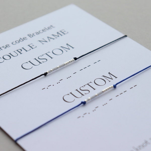Bracciale con codice Morse con nome personalizzato Bracciale per coppie SET di 2 Bracciale abbinato per donna Uomo Fidanzata regalo di anniversario del fidanzato