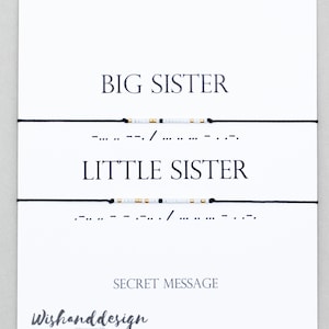 Big Sis Lil Sis Morse-Code Armband-Set, kleine Schwester Morse-Code Armband-Set, Schwester Armbänder, Geschenk für Schwestern, Passende Armbänder