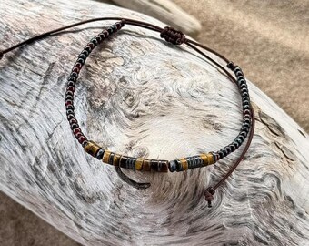 Tiger's Eye Morse Code Bracelet, Mens Friendship Bracelet for Strength and Courage