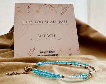 Funny Morse Code Bracelet for Women | This Too Shall Pass But WTF Double Strand Bracelet | Secret Message Jewelry | Best Friend Rude gift