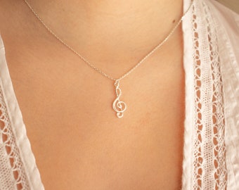 Collana Con Ciondolo Musicale POPLYKE - Argento Sterling Rodiato, Ipoallergenica, Regalo Per Donne