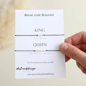Morsecode-armbandenset koning en koningin: bijpassende sieraden voor koppels, valentijnscadeau