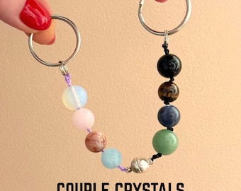 COUPLE CRYSTALS Keychains | Personalized Crystals for Him Her wife Husband Crystal keyring
