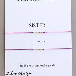 SISTER Morse code bracelet, Gift for Sister, SET of 2, Sister Jewelry, Friendship bracelet, Sister Birthday Gift, Gift for her