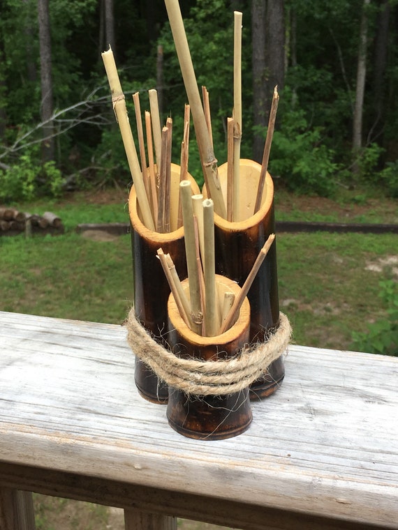 Triple Mini Bamboo Vase Set Etsy