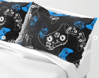 fortnite bedding set - black gamer pillow sham set 2pcs video game pillow case black pillow cover gamer bedding for blue gamer room black gamer pillow sham set 2pcs video game pillow case black pillow cover gamer bedding for blue gamer room - fortnite bedding set