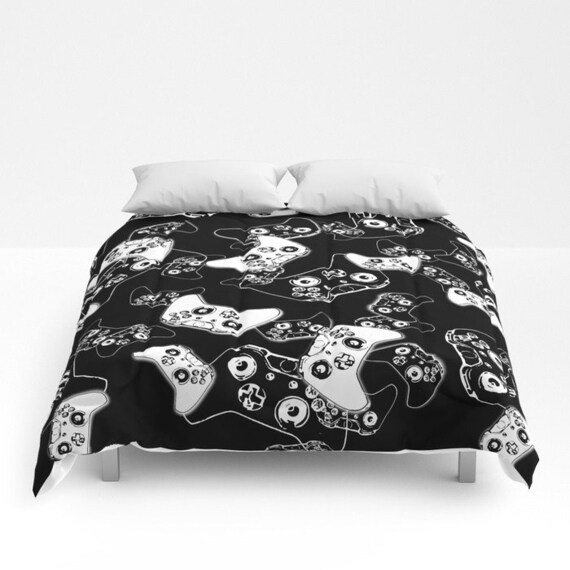 Black And White Video Game Comforter Video Game Blanket Etsy