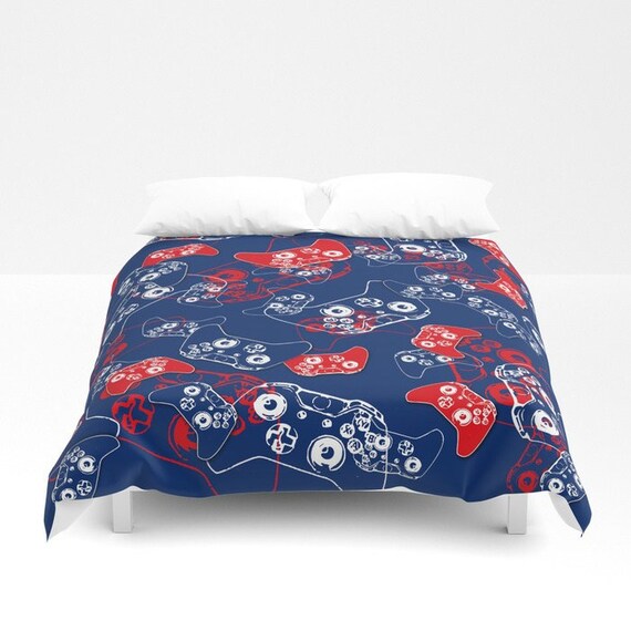 Usa Duvet Cover Gamer Bedding Red White And Blue Video Game Etsy