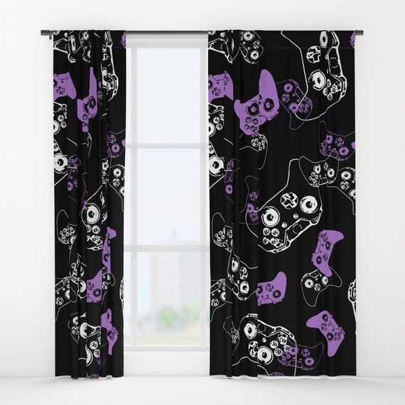 Girl Gamer Curtains Girl Curtains Lavender Black Curtains Etsy