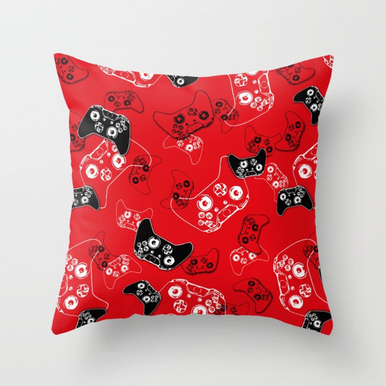 Red Gamer Pillow With Insert Video Game Pillow Red Gaming Etsy