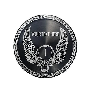 Snuff Can Lids, Tobacco Can, Engraved, Custom, Diplidz™, Winged Skull With  Text