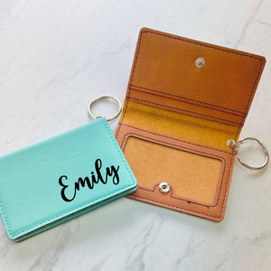 Keychain ID Holder Leather ID Wallet Wallet Keychain Wallet Personalized Gift Custom Wallet image 1