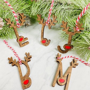 Reindeer initial ornaments| Christmas Ornaments| Reindeer Ornaments