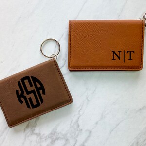 Keychain ID Holder Leather ID Wallet Wallet Keychain Wallet Personalized Gift Custom Wallet image 2