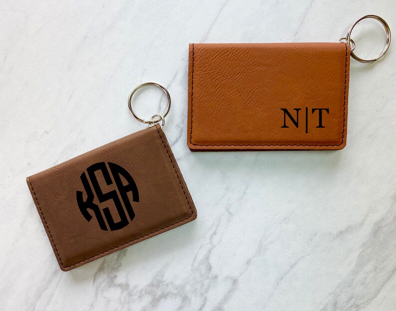 Keychain ID Holder Leather ID Wallet Wallet Keychain Wallet Personalized Gift Custom Wallet image 2